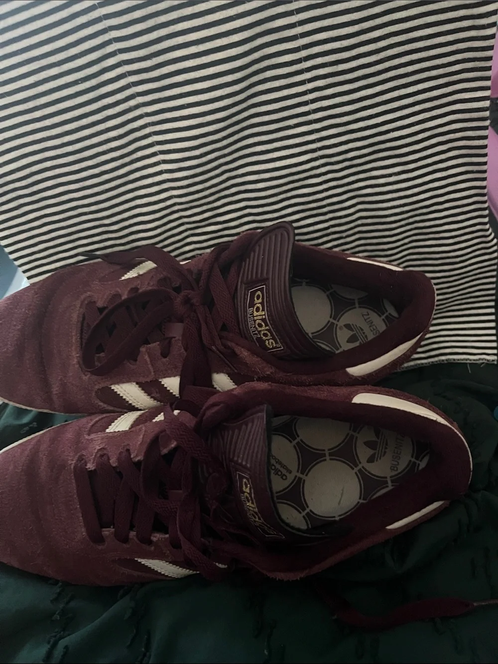 Adidas Busenitz Pro Burgundy Suede Sneakers with White Stripes
